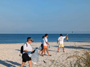 People walking at the beach